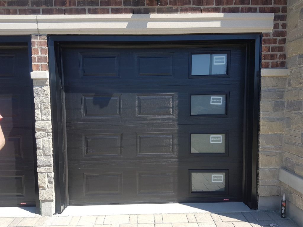 Black garage doors installation