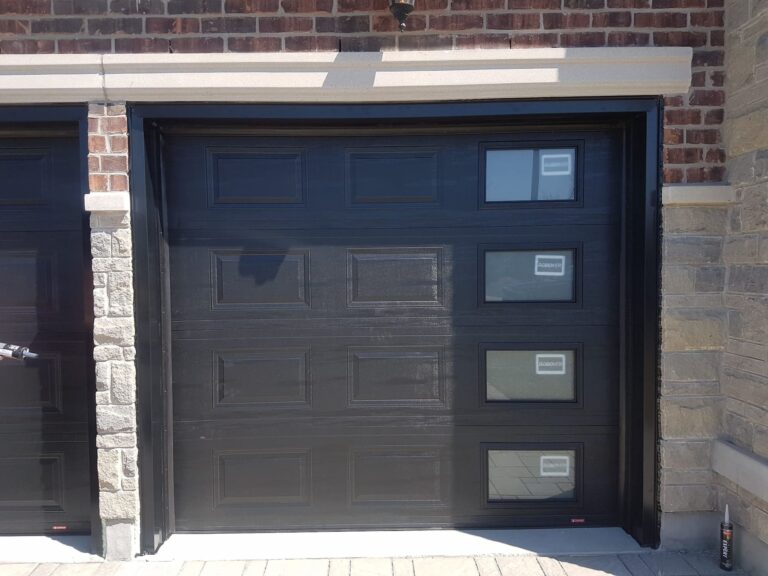 matte-black-garage-door-with-windows